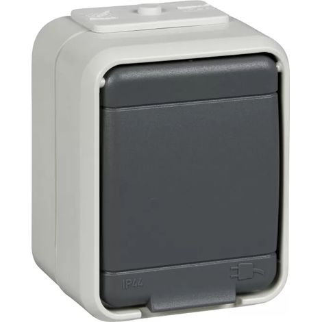 Elso Steckdose 16A AquaTop Schraubklemme licht/basaltgrau 455009 (1/2)