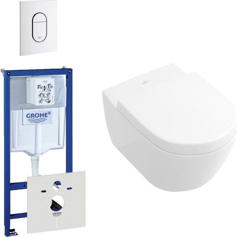 Villeroy & Boch Subway 2.0 ensemble WC composé de réservoir encastré, cuvette WC, abattant WC et plaque de commande verticale blanc