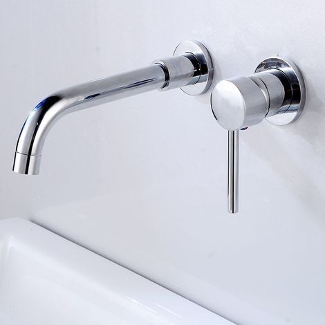 Chromage Robinet Lavabo Robinet Mural Pour Salle de Bain Robinet Mural de Lavabo Pour Salle de Bains Robinets de Baignoires Mitigeur Robinet de Lavabo Mural Chromé (1/5)