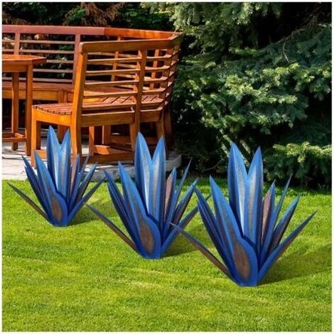 – Sculpture rustique en métal 55cm – Plantes d'agave décoratives pour jardin – Résistante aux intempéries – Décoration intérieure/extérieure (1/5)