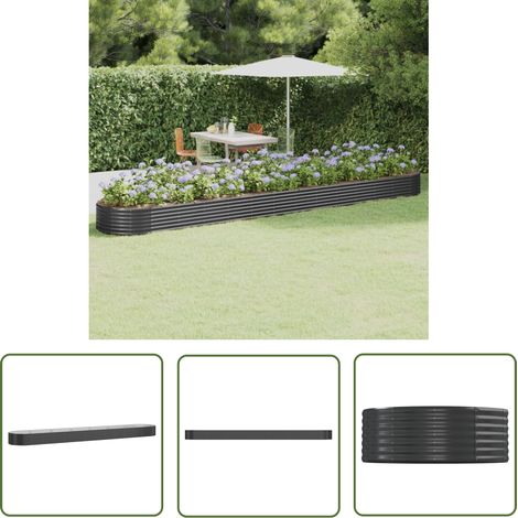 The Living Store Lit surélevé de jardin Acier enduit de poudre Anthracite - Jardinière Surélevée - Bac À Fleurs - Pots De Fleurs Extérieur - Décoration Jardin - Pot Plante (1/5)