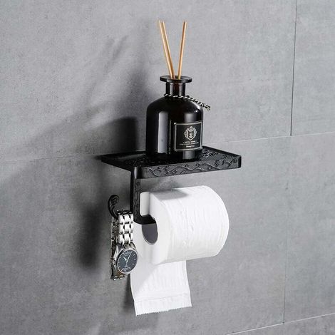 Derouleur Papier Toilette Porte Papier Toilette Mural Support Papier Toilettes Porte Rouleau de Papier Toilette Hygiénique Noir Couleur Bronze (1/5)