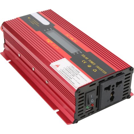 Convertisseur de tension 12V/24V vers 220V Onduleur Sinus Modifié Prise Universelle Port USB Chargeur Écran LCD Rouge (1/5)