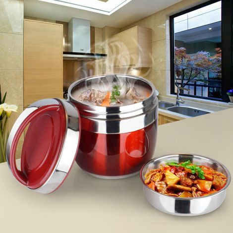 1,2L Boite pour dejeune, Lunch box bento, Lunch box isotherme, Bento japonais, Boite repas inox, Boite a dejeuner enfant - Rouge (1/5)