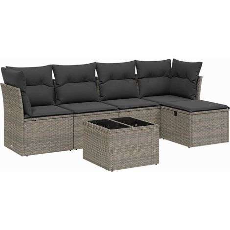 Maison Exclusive - 6-tlg. Garten-Sofagarnitur mit Kissen Grau Pol