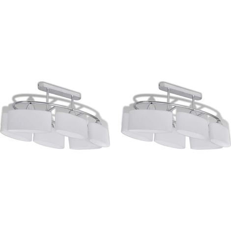 Plafonnier avec abat-jours en verre ellipsoïde 2 pcs E14 (1/5)