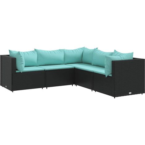 Maison Exclusive - 5-tlg. Garten-Lounge-Set mit Kissen Schwarz Po