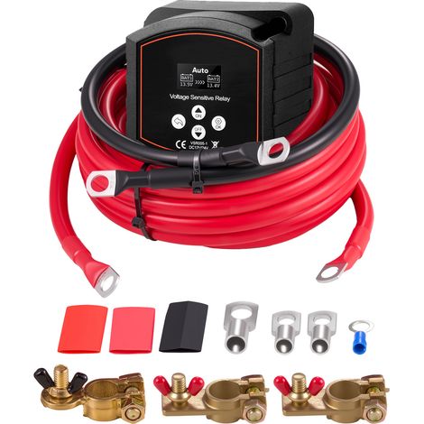 Mophorn Kit de relé aislador de batería de plomo-ácido, relé sensible al voltaje VSR 12 V y 300 A con voltímetro, pantalla LCD e interruptor de desconexión de batería, 90 x 90 x 80 mm