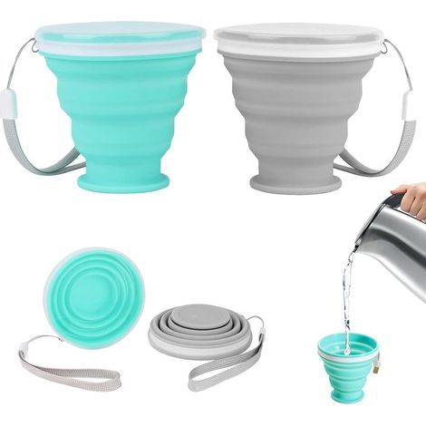 Lot De 2 Gobelets Pliables Verre Pliable,Tasse Pliable,Gobelet Retractable,Gobelet Pliable,Avec Couvercle, Idéal Pour L'eau, Les Jus, Le Camping, L'alpinisme, Les Pique-Niques Et La Plage (1/5)