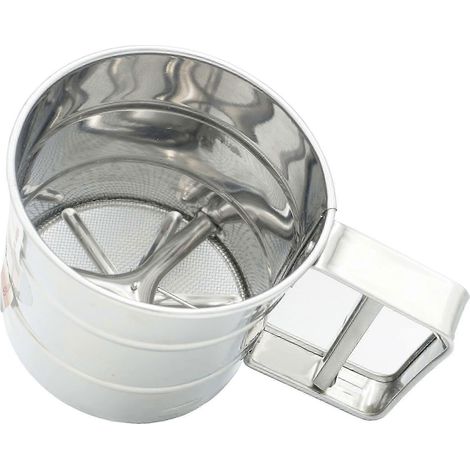 Tamis à farine rotatif en acier inoxydable 25-26 (2,5 tasses) - Tamis à double couche à manivelle pour la pâtisserie
