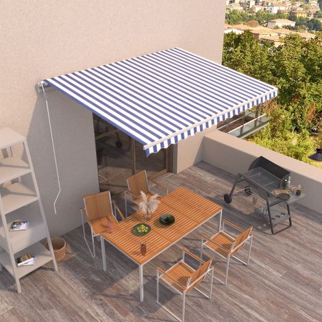 FIMEI Auvent rétractable automatique 450x350 cm Bleu et blanc (1/5)