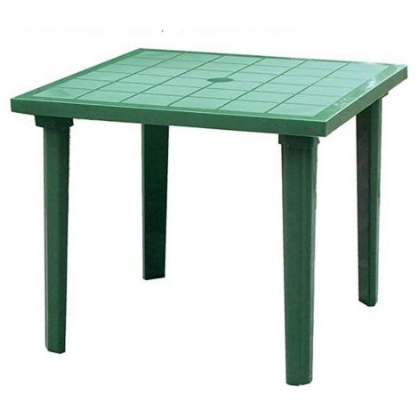 Table de jardin en polypropylène – Finition verte brillante – 80x80x72 cm – Résistante aux intempéries – Pour usage extérieur professionnel