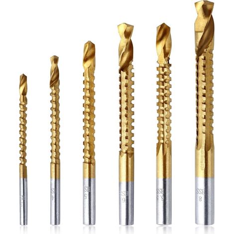 ZHIJIA PREMIUM Lot de 6 forets HSS revêtus titane acier rapide bois aluminium résistant usure usage domestique boîte rangement (1/5)