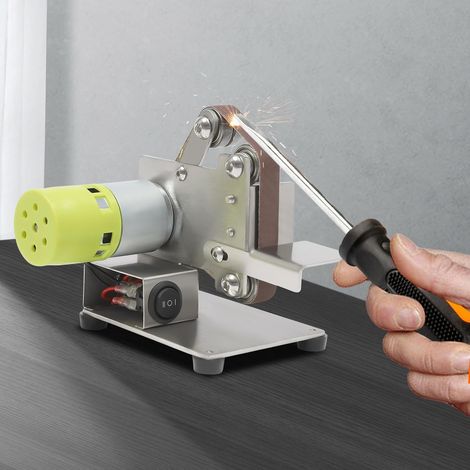 Mini Bandschleifer Elektrischer,7 Zahnräder Stand-Bandschleifer Elektrische Bandschleifer Poliermaschine Bandschleifmaschine Metal Schleifband Mit 10 Schleifbänder