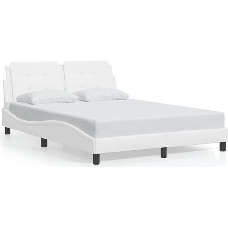 Lit double,Lit adulte,Cadre de lit sans matelas Zadar blanc 140x190 cm similicuir CFW6377049 (1/5)