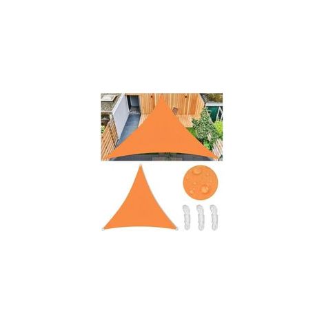 Dreieckiges Sonnensegel 3 x 3 x 3 m aus atmungsaktivem HDPE, 98% UV-Schutz für Terrasse, Garten, Außenbereich (orange) (1/5)