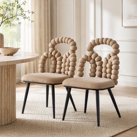 Chaise salle manger velours camel design Bobble HAVRYA (1/4)