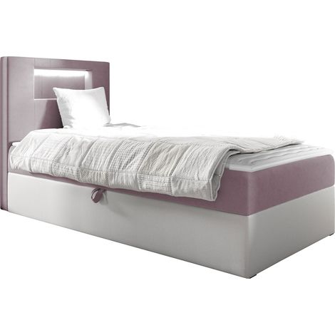 Lit boxspring Lucus V, Soft 017 + Fresh 9, Unique, Continental, 80x200, Faux cuir, Tissu, Disponible, 82x212x104cm, LED: Disponible (1/5)