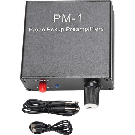 Préampli piézo compact rechargeable à montage en surface pour guitare avec limiteur de basses fréquences pour instruments à cordes (1/5)