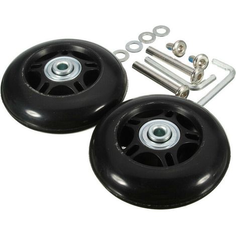 Lot de 2 roulettes de rechange pour valises, roulettes en caoutchouc, roulements, kits de réparation, 60 mm x 18 mm, roues de rechange, valises, roulettes, roulettes de bagages, avec vis, roues, roule (1/5)