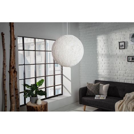 MEUBLER DESIGN Lampe À Suspension Filigrane Cocooning L 45cm Blanc Lampe Boule, Style , 45 x 45 x 45 cm