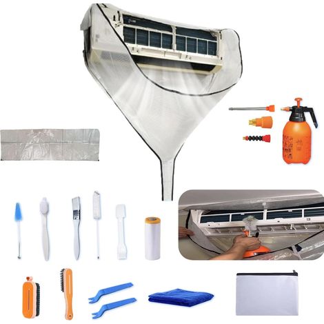 kit nettoyage climatisation split, kit entretien climatisation, kitnettoyage clim, bache nettoyage clim, nettoyageclimatisation maison, kit nettoyage de climatiseur, Blanc,Grand 60-135 cm