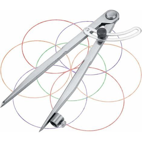 Messzirkel, großer Profizirkel mit Spitze, Flügel und Stifthalter für Tischlerei/Zeichnen/Lederverarbeitung (20 cm) (1/5)