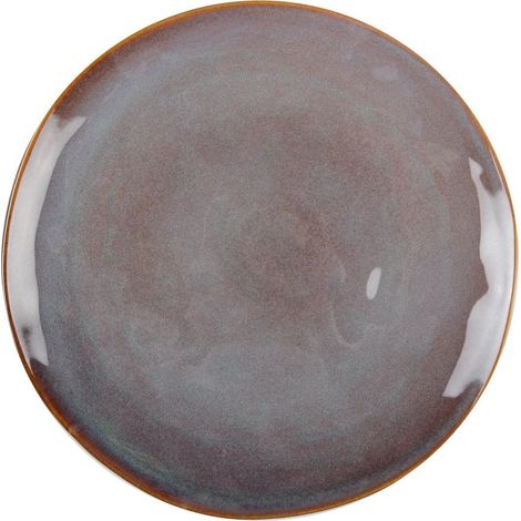 Assiette Plate Ronde en Céramique Coloris Bordeaux pour Table de Repas 28,5 x 21,5 cm - PANGIVO (1/4)