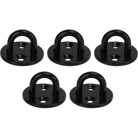 5 Pièces Plaque Œil Renforcée Acier Inoxydable Noir Épais 5mm, Support Lourd et Haute Résistance (1/5)