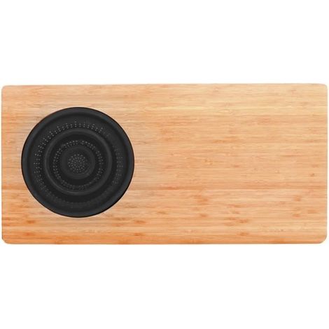 Bambus-Schneidebrett - JOCCA - Kunststoff-Sieb - 58 x 29 x 1,8 cm - Natur und schwarz