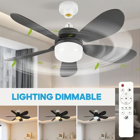 Ventilateur de plafond lumineux de 50 cm (20 pouces) - 6 pales, éclairage LED 3 couleurs réglable, douille E27 (1/5)