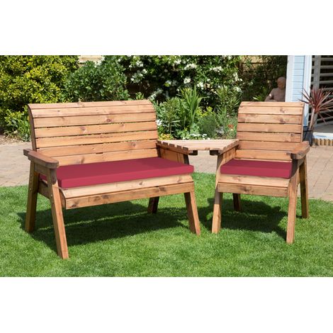 Three Seat Companion Set Angled with Cushions - W230 x D90 x H98 - Fully Assembled - Burgundy