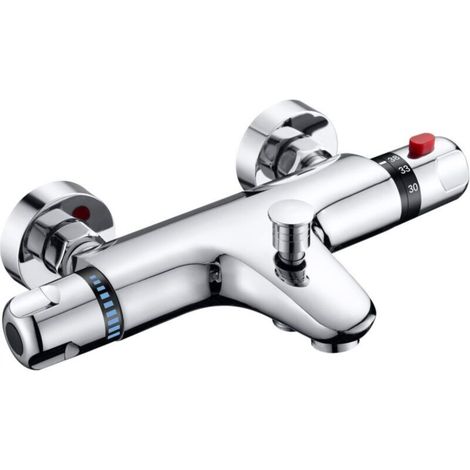 Mitigeur thermostatique de bain en laiton, eau chaude à gauche, eau froide à droite, mitigeur de douche mural, entraxe 150 mm (1/5)
