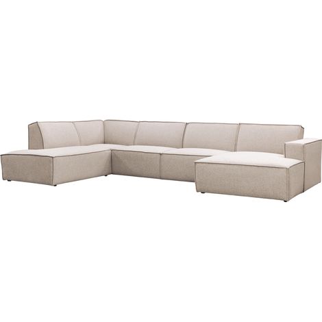 ELIA XL - Canapé panoramique en tissu beige - Angle droit (1/5)
