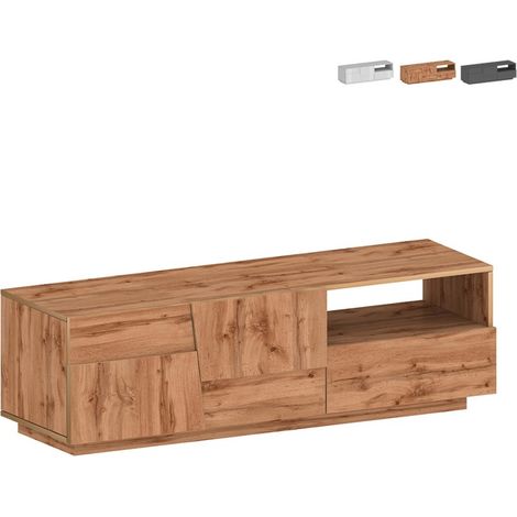 Porta TV Lowboard Pongo 150 cm Rovere Wotan - Mobile TV Soggiorno 2 Ante e Cassetto 150x44x46 (1/5)