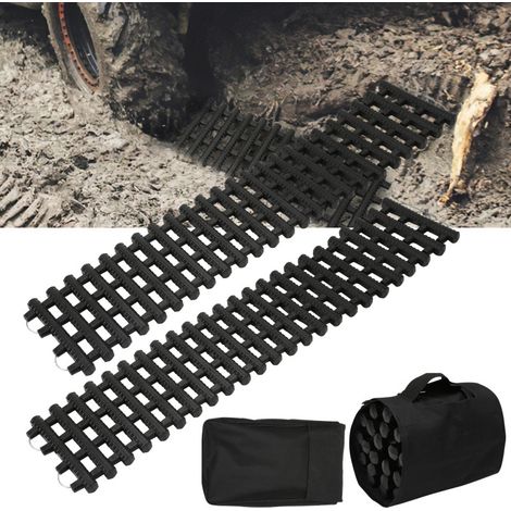 SWANEW 2X tavole di trazione (100 CM) con materiale TPR, tavole di recupero per veicoli fuoristrada/autovetture/pickup/SUV/motorhome, coppia di tappetini di trazione per pneumatici, borse di stoccaggi (1/5)