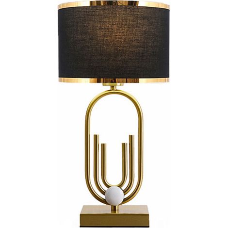 Lampe de chevet moderne noire à monture dorée, veilleuse, lampe artistique, idéale pour le bureau ou la chambre, 14 x 25 x 49 cm, lumière chaude (1/5)