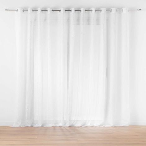 Voilage spécial baie vitrée Largeur 400 x 240 cm – Voile sablé Lissea Blanc (1/5)