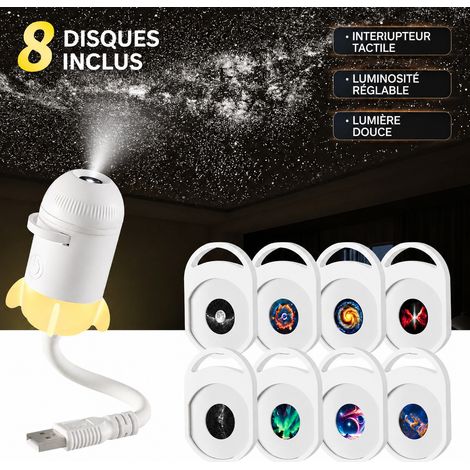 Projecteur veilleuse ciel étoilé USB à 8 films commande vocale galaxie lune Saturne 50 mm 8 réf 0048 12 × 12 × 5 cm 125 g – Livraison gratuite