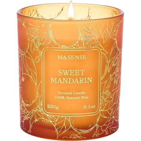 Duftkerze Süße Mandarine im Glas, 42h Brenndauer, Sojakerze 230g