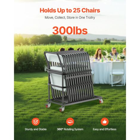 Porta Sedie Pieghevole, Capacità di Carico 136 kg Carrello Porta (1/5)