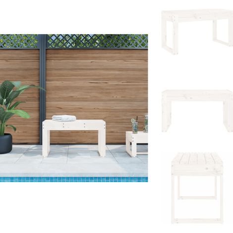 Banc de jardin blanc 80x38x45 cm bois massif de pin - Banc De Jardin - Mobilier De Jardin - Banc Extérieur - Chaise De Jardin - Bois Massif (1/5)