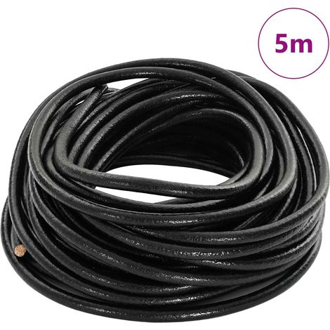 vidaXL Cordón de cuero 1 Negro Ø4 mm x 5 m Cuero (1/2)