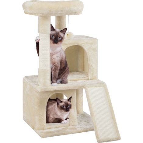 Yaheetech Tiragraffi Albero per Gatti con Posatoio Grande Posatoio Morbido 91 cm Graffiatoio per Gatti Beige