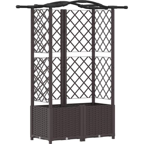 Raised Bed with Trellis and Roof Brown 122 x 40 x 141 cm PP vidaXL