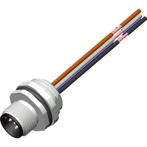 Cordon RS PRO 4 conducteurs , Fiche mâle droite M12 Mâle, 500mm ( Prix pour 1 )