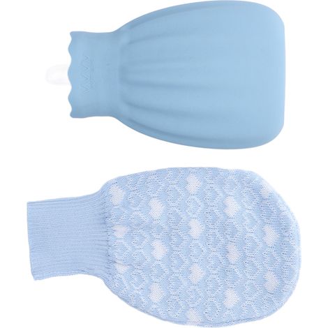 Bouillotte Eau Chaude Silicone Anti-Explosion avec Couverture Tricotée, 550ml Bleu - Bureau Maison