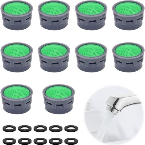 PHURE Rompigetto Rubinetto Aeratore 10pz + guarnizioni Risparmio Idrico 6 lt/m Ricambi Aereatori M24 M22 F24 F22 Alta Qualità Filtro in ABS Tecnologia Anticalcare Made in Italy Bagno e Cucina
