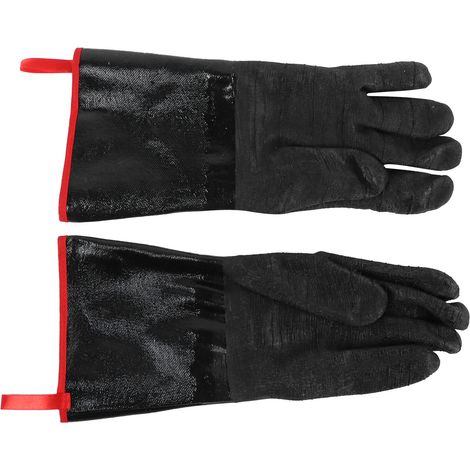 Gants de BBQ résistants à 500°C, imperméables et anti-acides pour jardin, noir 14 pouces (1/5)