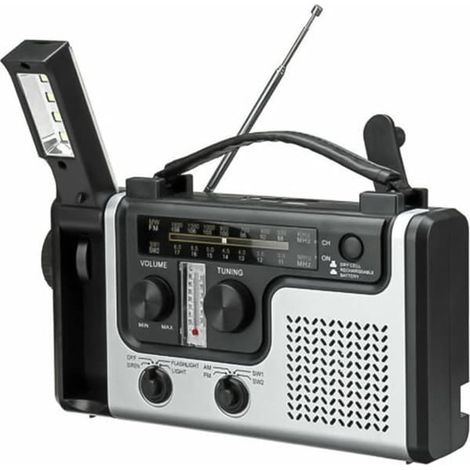 Filiyano – lampe torche – Récepteur radio d'urgence avec lampe torche, radio à manivelle solaire AM/FM/SW, radio météo pour la survie et recharge (1/5)
